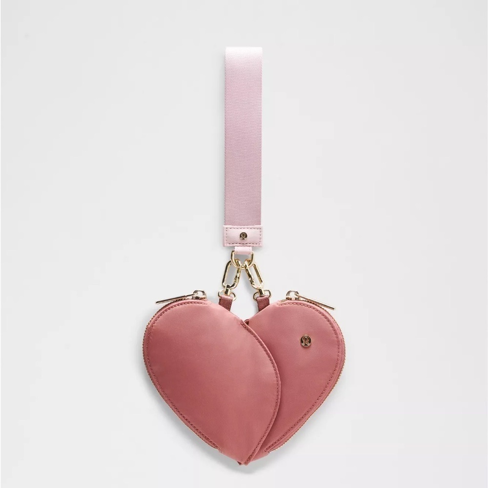 Dual Pouch Wristlet Heart - Spiced Chai Pink Haze Gold
